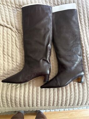 Dark burgundy knee boots
